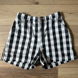 Big Bud Press Plaid Gingham Work Shorts Black White Size Medium